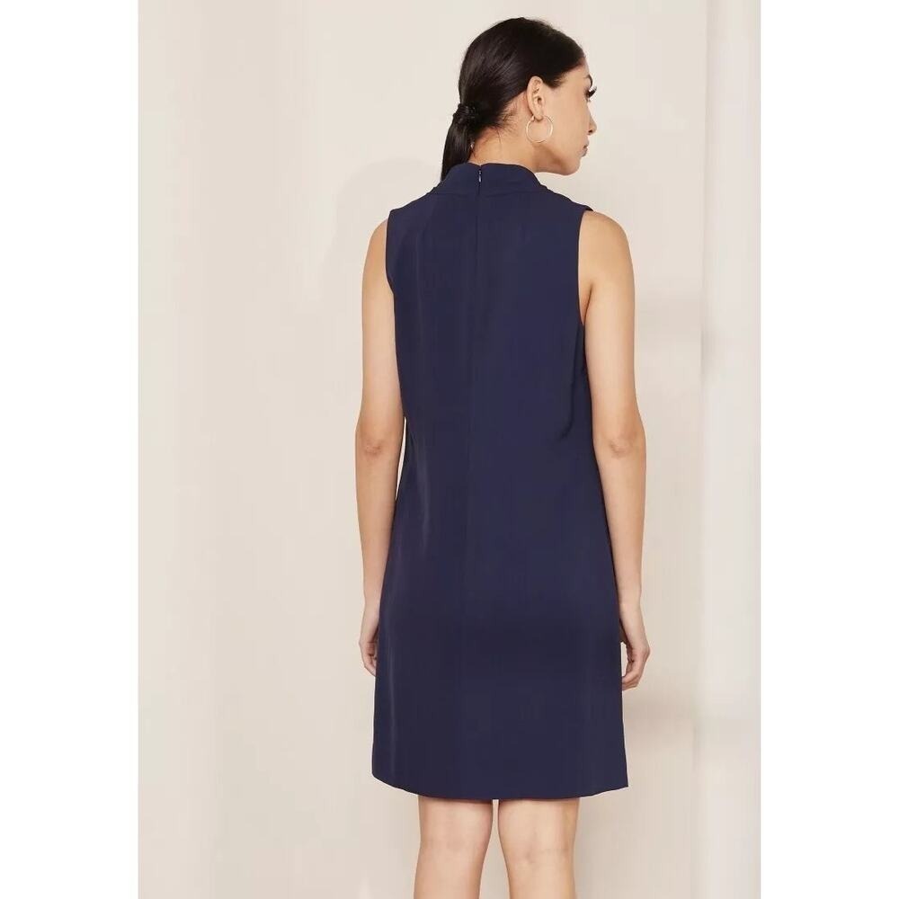 J.Crew Navy Blue Sleeveless Split Neck Shift Dress J8052 NEW XXS - Picture 13 of 13